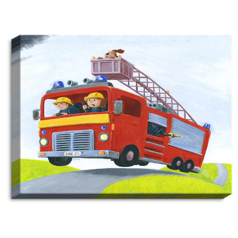 « fire truck », reproduction sur tissu