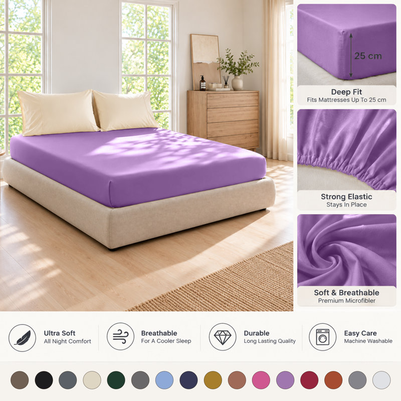 Bedroom Collection Standard Fitted Sheet, Super King, Lilac/Purple