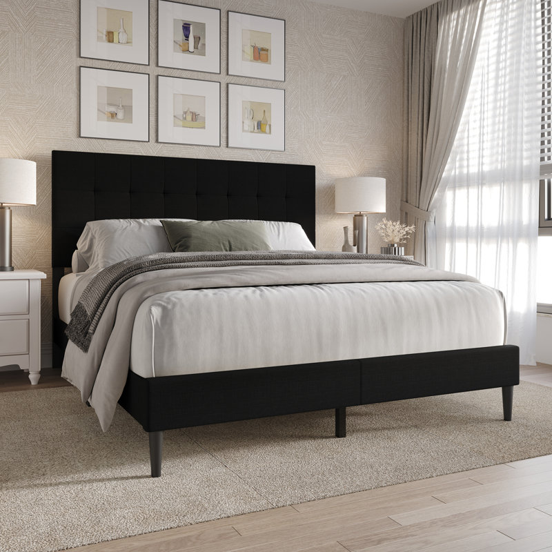 Artemiza Upholstered Platform Bed, Twin, Black
