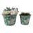 Set Of 2 Ceramic Planters With Embossed Floral Detailing And Scalloped Rims