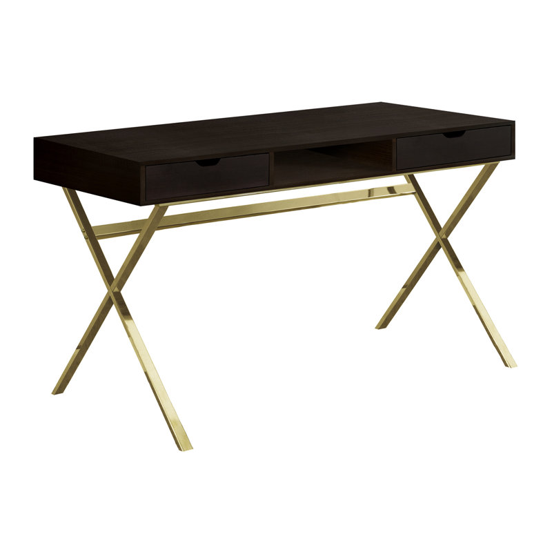 Bureau d'ordinateur, Espresso / doré