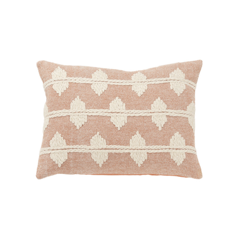 Housse de coussin rectangulaire avec insert lombaire 100% coton Heiden, Corail