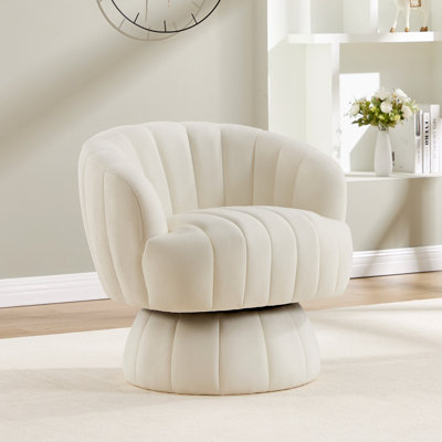  Velvet 360° Swivel Barrel Accent Chair