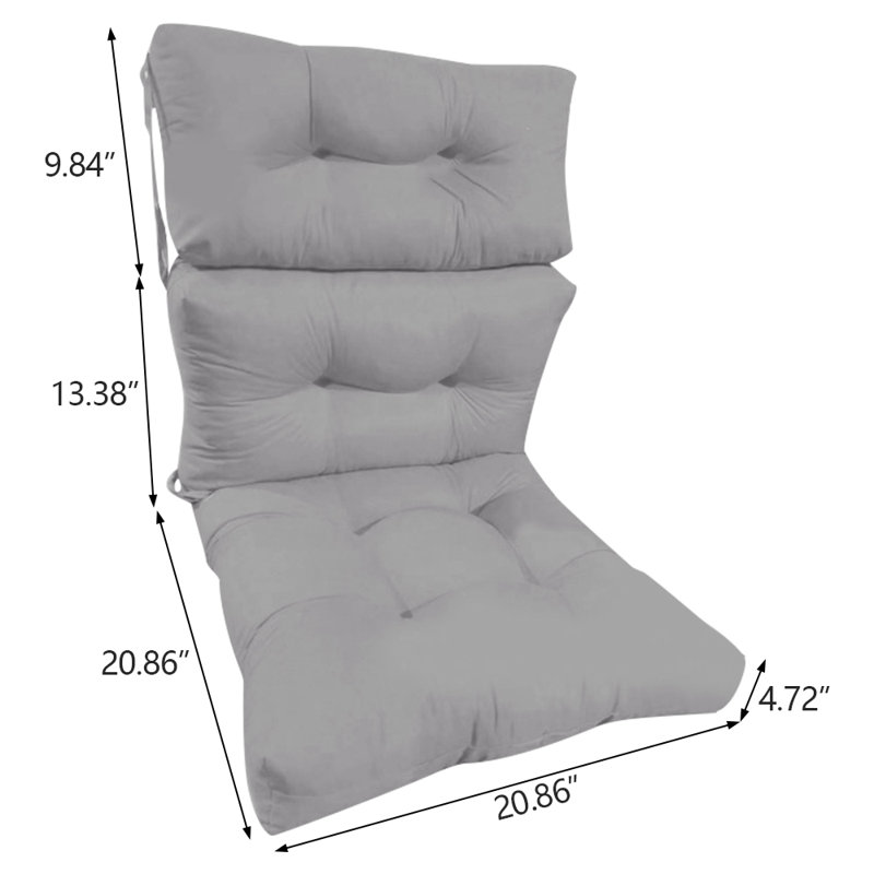 Outdoor/indoor High Back Chair Cushion Waterproof All-weather Chair Cushion For Outdoor Furniture, Gray