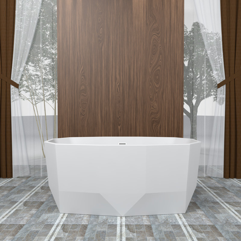 Baignoire autoportante en acrylique avec drain 59 po Aqua Eden