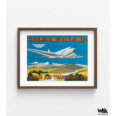 Japan Air Transport Label By Retrotravel, Asian Airport Waiting Room Decor, Vintage Japanese Plane Wall Art, Retro Plane Poster