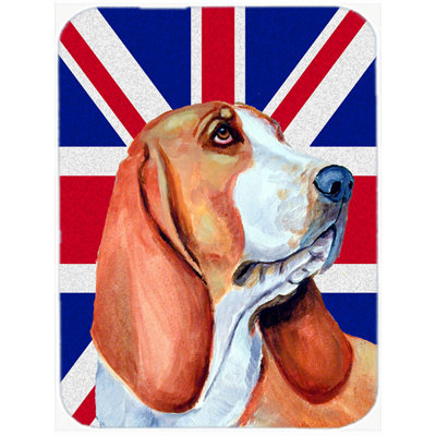 Caroline's Treasures Union Jack Basset Hound with English British Flag Glass Cutting Board
