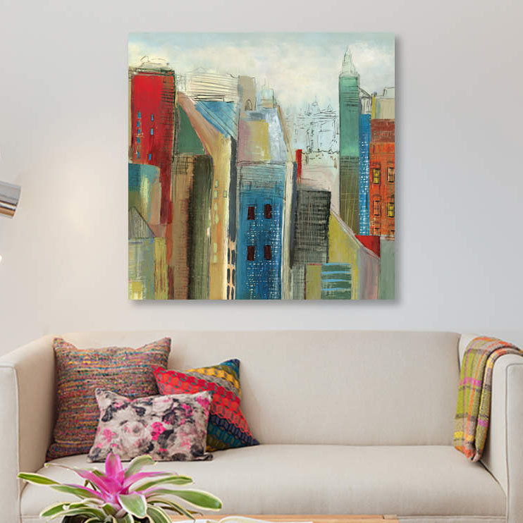 « soleil light city ii, square », impression sur toile, H 12 po x l 12 po x P 0,75 po, Toile tendue, Pas de tapis