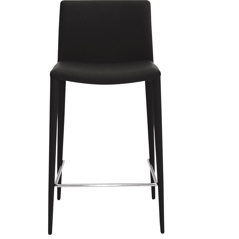 Zeno Upholstered Counter Stool, Black, Counter Stool (26" Seat Height)
