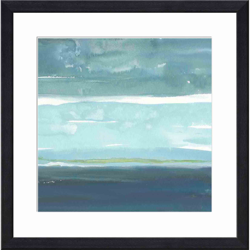 Teal Horizon II by Rob Delamater, Black, 12"H x 18"W