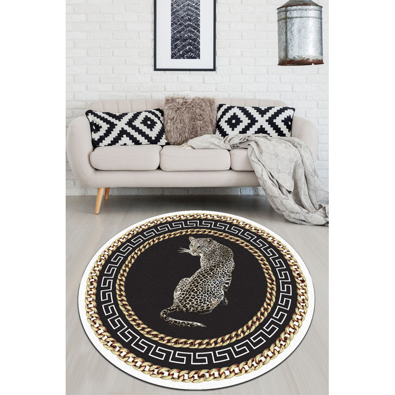 Round Keyes Animal Print Shag Area Rug, Round 120cm