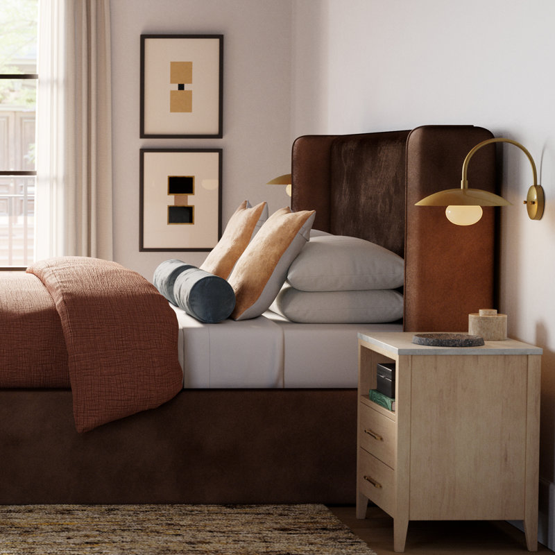 Joss & Main Aelin Upholstered Platform Bed - Brown