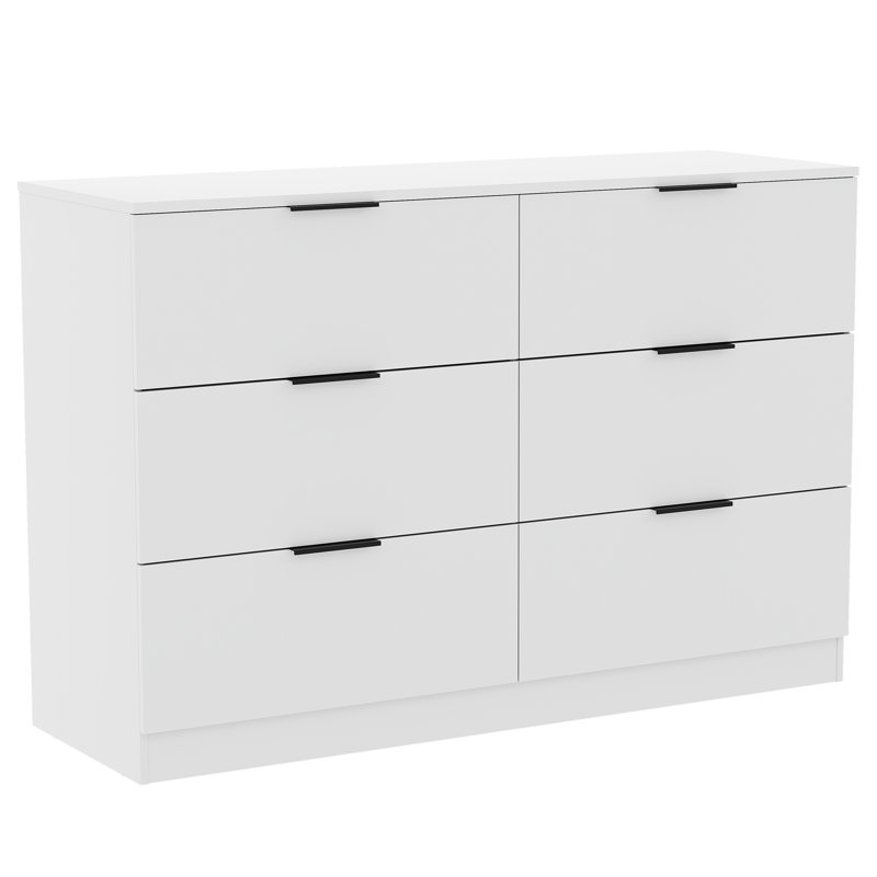 Tanishi 6 Drawer Chest Of Drawers Modern Storage Solution For Bedroom Nursery Home Office Living Room, White