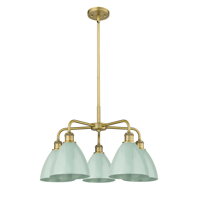 Lustre en dôme à 5 lumières Trickett, Écume de mer, Laiton brossé