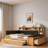 Comfortable Daybed With Trundle, Storage Shelves, Bench, Charging Station And Upholstered Headboard-1053287023