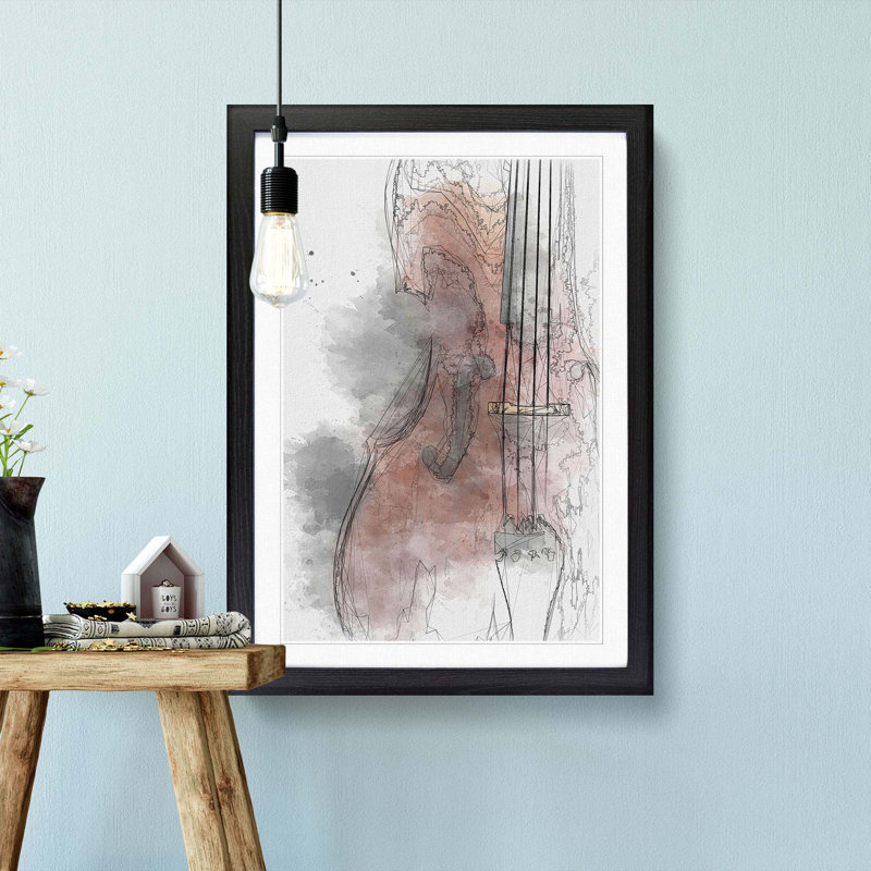 Cello in Abstract - Picture Frame Graphic Art Print, Black Framed, 65cm H x 48cm W x 2cm D