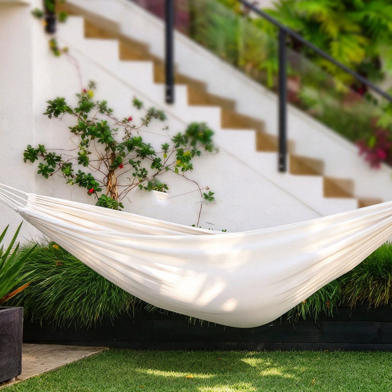 270 x 150 cm Cotton Hammock Comfortable Fabric with Tree-friendly Straps