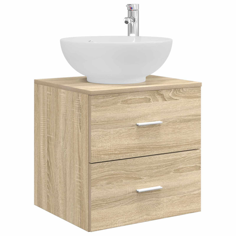 Single Bathroom Vanity with Ceramic Basin, Sonoma Oak