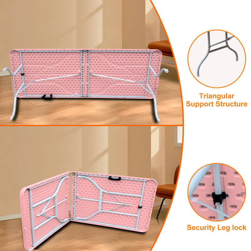 Table de camping pliante rose 8 pi