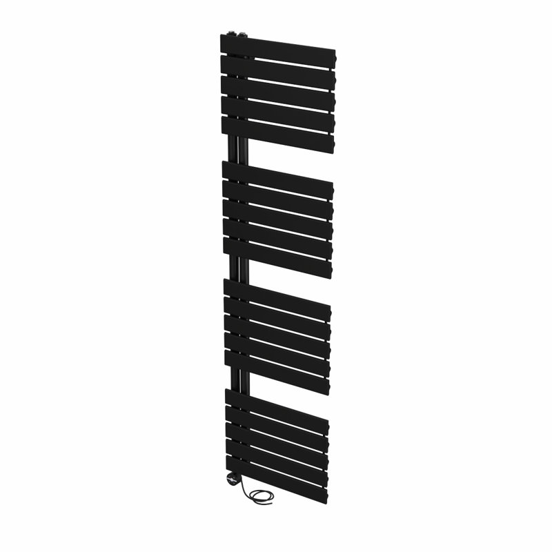 Roelien Designer Towel Rail Heated Towel Rails, 180cm H x 50cm W x 6.7cm D, Black