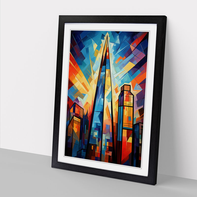 The Shard Cubism No.2 - Framed Print, 34cm H x 25cm W x 2cm D, Black 