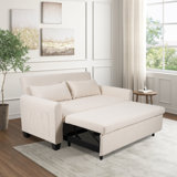 54'' Pull Out Sofa Bed,3 in 1 Sleeper Sofa Couch with Pullout Bed, Convertible Futon Loveseat with Side Pockets and Lumbar Pillows for Living Room, Apartment