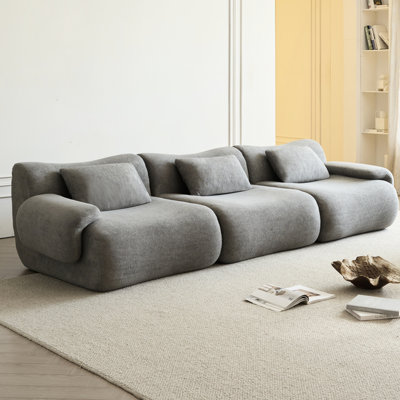 3 canapés modulaires compressés en gris, style moderne pour le confort de la chambre à coucher, éponge à haute densité 33D, tissu de qualité, ensemble quadruple enveloppé gris modulaire, confortable avec une éponge de yoga, espace, protection