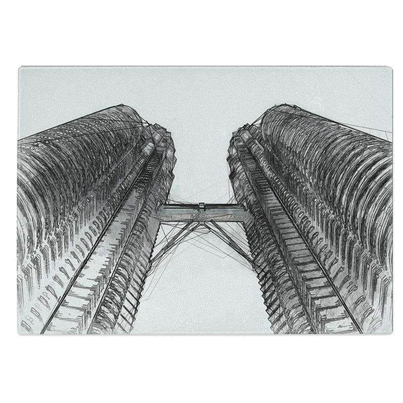 Tempered Glass Petronas Twin Towers Chopping Board, 39 cm W x 28.5 cm L