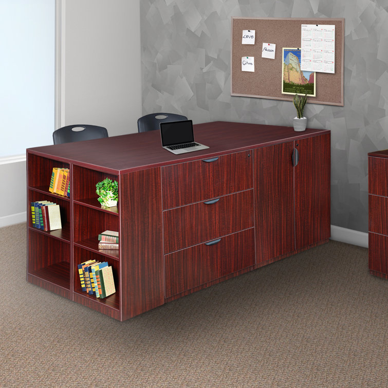 Legacy Stand Up 2 Desk/ Storage Cabinet/ Lateral File Quad with Bookcase End