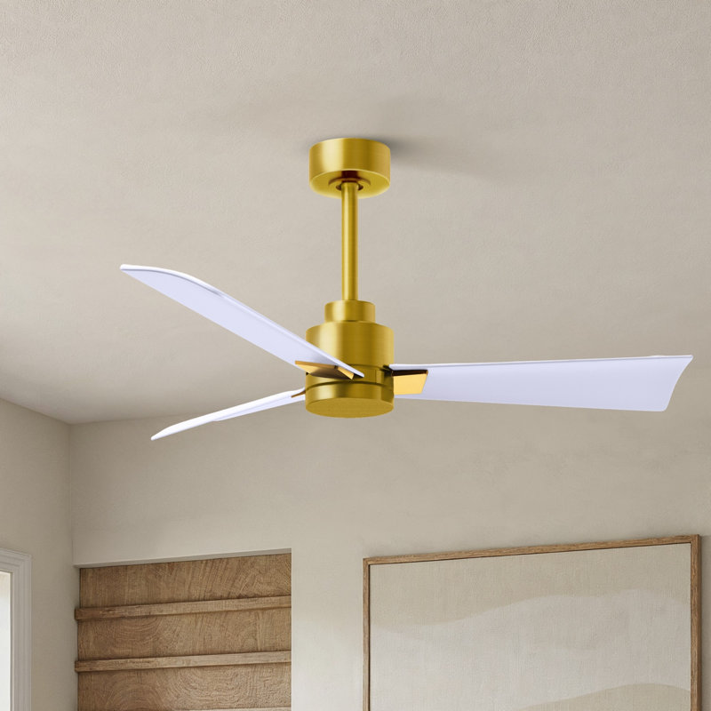 Ventilateur de plafond Alessandra 42, Laiton brossé, Blanc mat