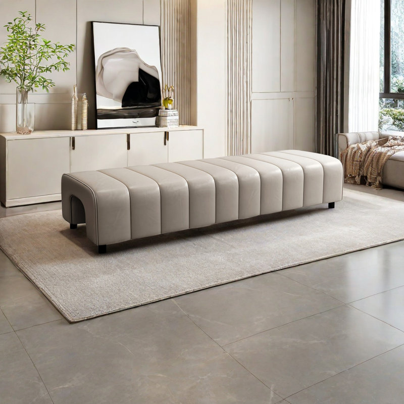 Banc rembourré en cuir Tokie, H 15,74 po x l 69,29 po x P 19,68 po