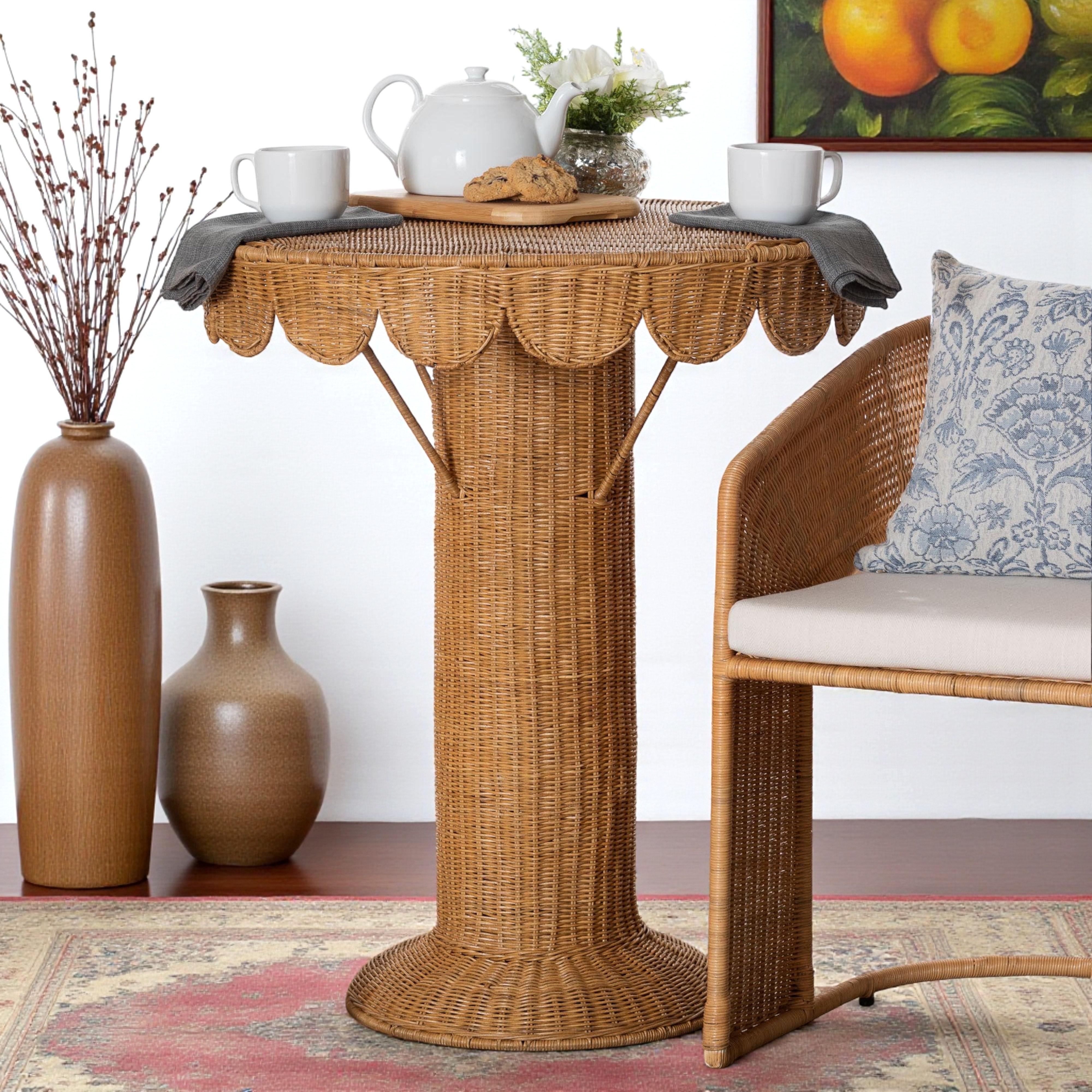 Dakota Fields Theresa Console Table in Light Honey Rattan of the ...