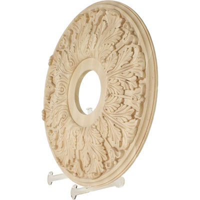 16"OD x 3 7/8"ID x 1 1/8"P Carved Florentine Ceiling Medallion, Maple (Fits Canopies up to 5 3/8")