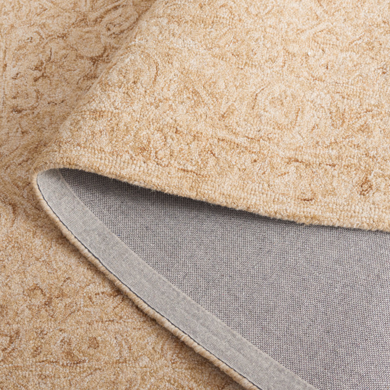 Gold and Ivory Hand Tufted Wool Rectangular Rug