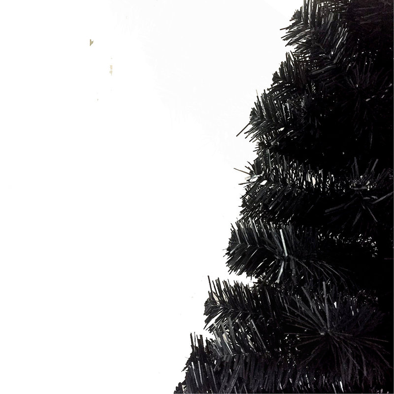 Arbre de Noël artificiel noir 7,5 pi avec support pliable en métal