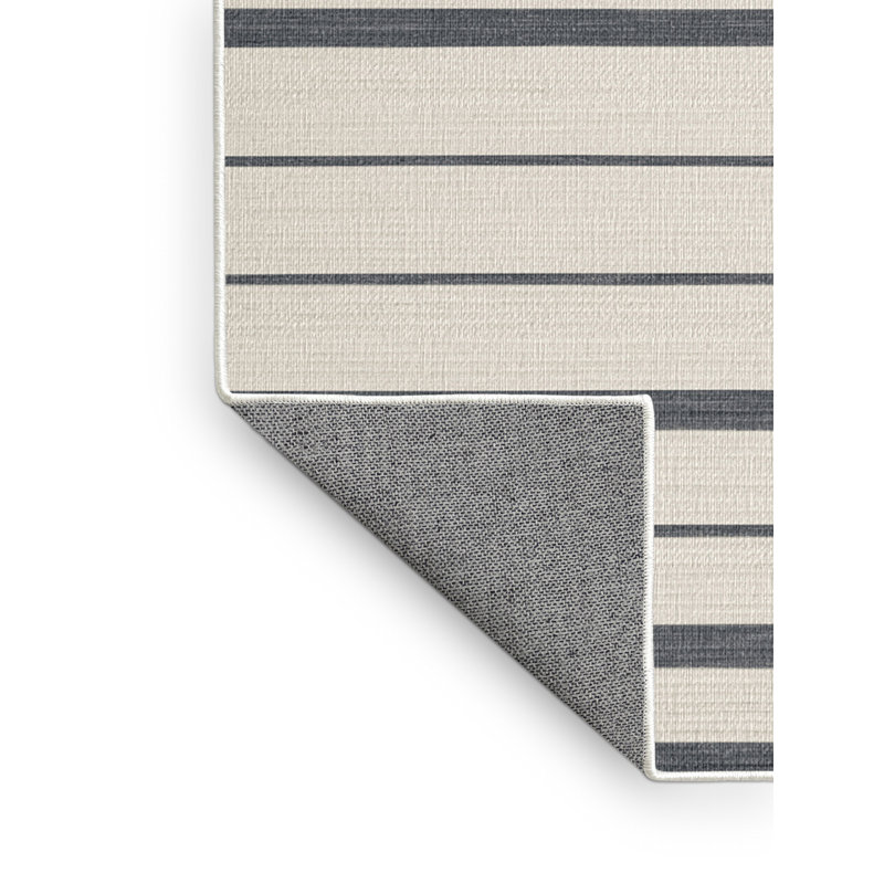  Tapis blanc lavé rayé gris clair, Rond 4 pi