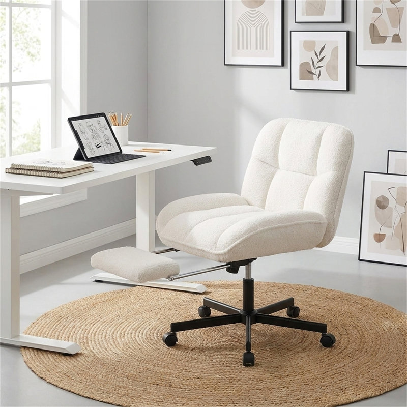 Comfortable Office Chair with 135° Reclining Backrest, White