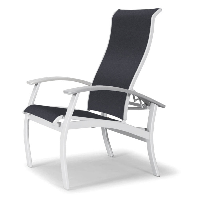 Chaise de patio Askar, Blanc, Noir 5D Sunbrella®, Blanc brillant