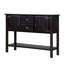 Console 48 po en bois massif avec tiroirs, armoires et tablette inférieure pour un rangement polyvalent et une présentation élégante au design rétro