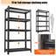 Étagère de garage à cinq étages, pouvant accueillir 2 500 lb, tablette réglable en métal, noir, nécessite un assemblage, H 71,2 po x L 47,24 po x P 23,62 po