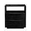 Table de bout noire avec style Mid-Century moderne, station de charge, 2 tiroirs et tablette ouverte - fabrication élégante en bois massif pour diverses pièces de la maison-1983873519-1983873521
