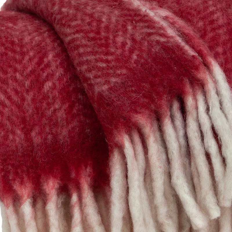 Jeté réversible en acrylique tissé rouge