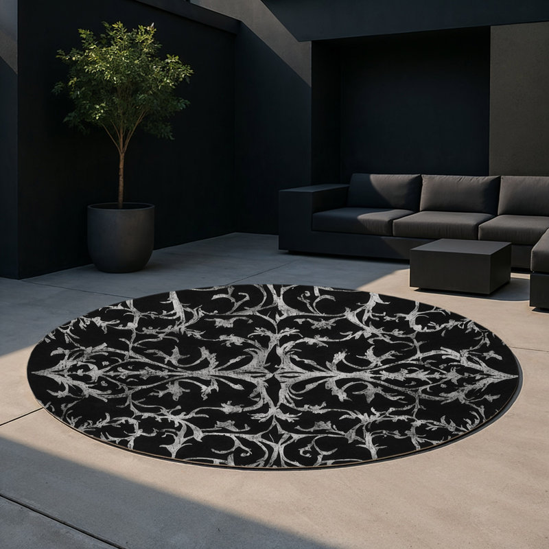 Midnight Majesty Indoor And Outdoor Area Rug, Round 5'