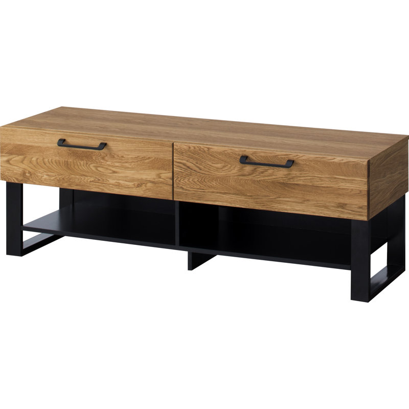 MOSAIC Manufactured + Solid Oak Wood 2-Drawer TV Stand for TVs up to 60"