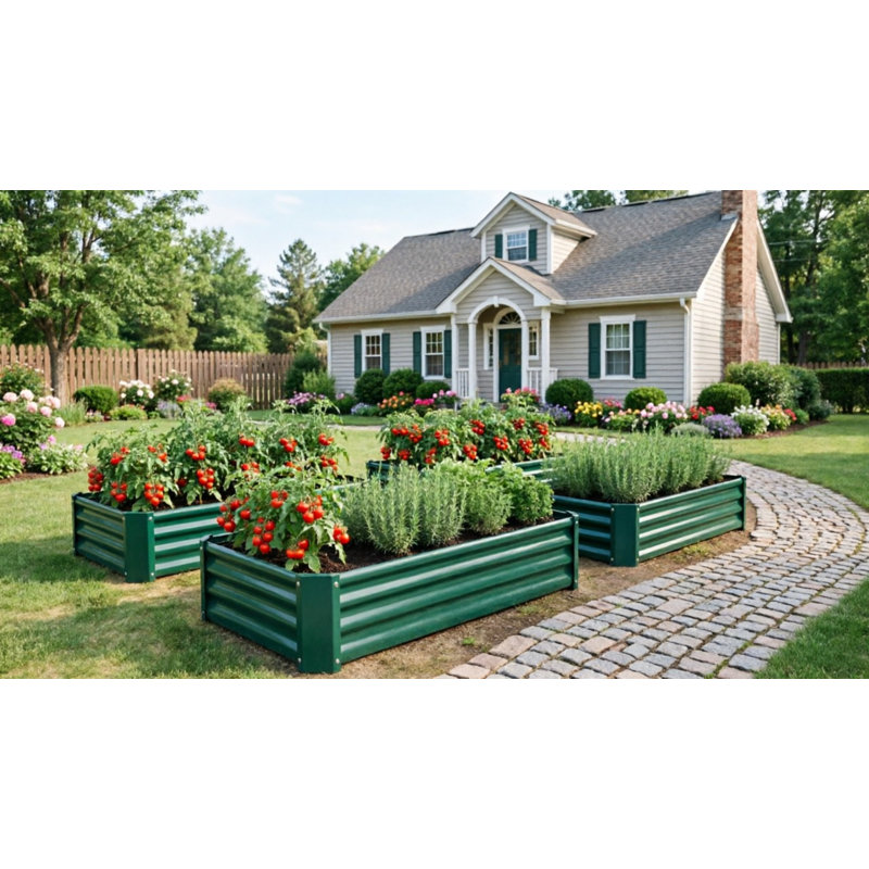 71 In. X 36 In. X 12 In.rectangle Metal Raised Garden Bed（2Pack）, 12" H x 36" W x 71" D, Green