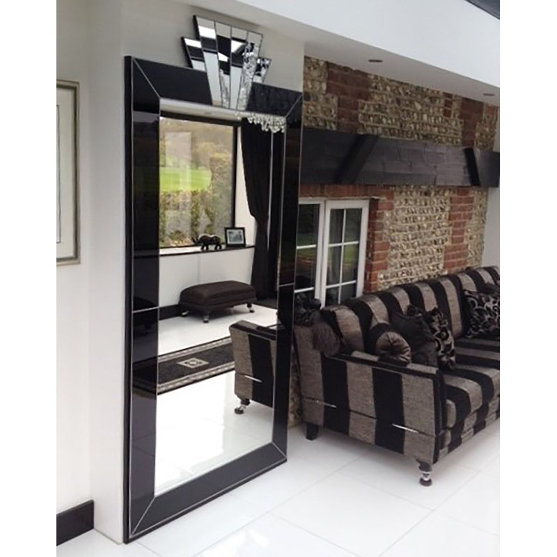 Roxana Flat Wall Mirror, Black