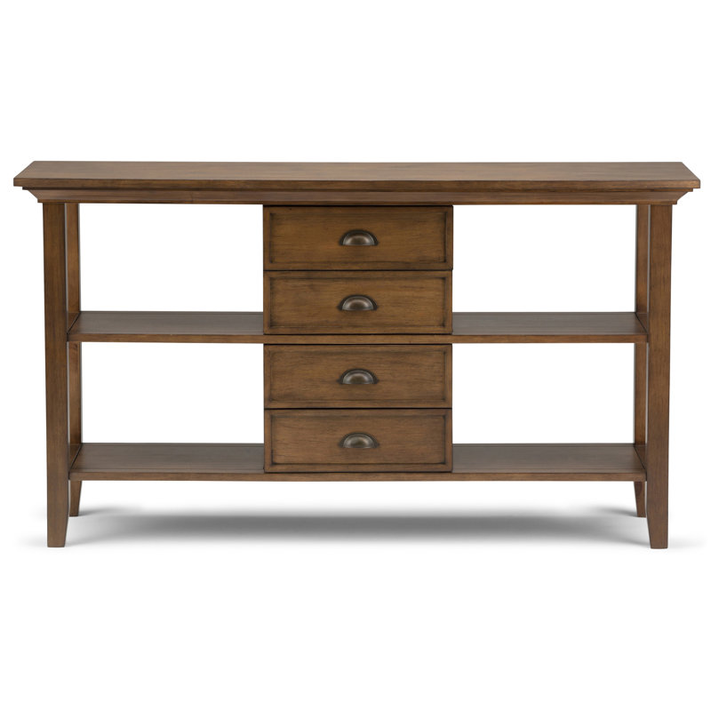 Rustic Natural Aged Brown Wood Console Table with Storage