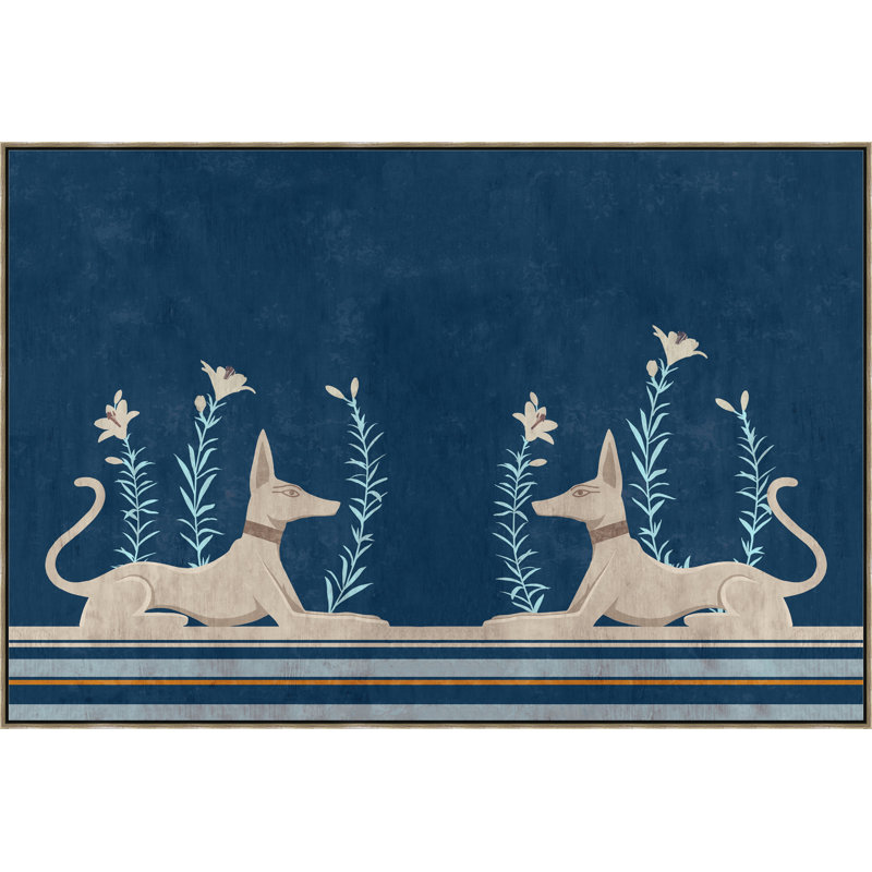Whippet Garden Blue Painting by Thom Filicia
