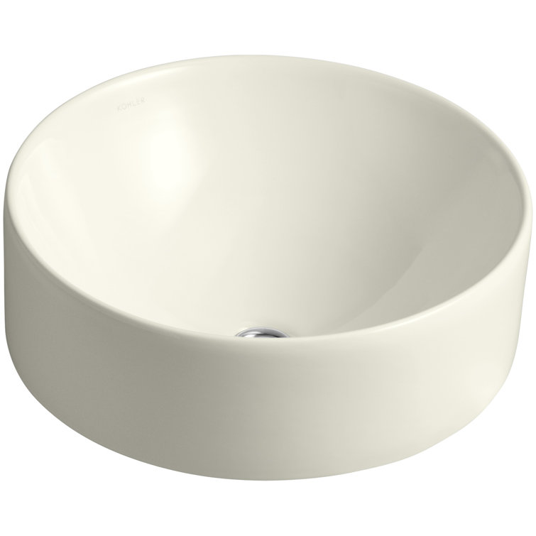 Vox® Vitreous China Circular Vessel Bathroom Sink with Overflow