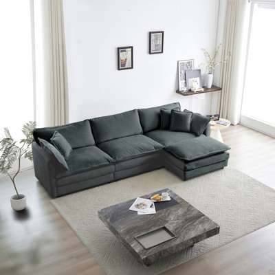 Free Combination Comfy Upholstery Modular Oversized L Shaped Sectional Sofa With Reversible Ottoman, Gray Chenille